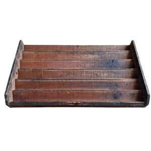 Antique Industrial Slanted Wood Printers Drawer Letterpress Tray Typography 9x16